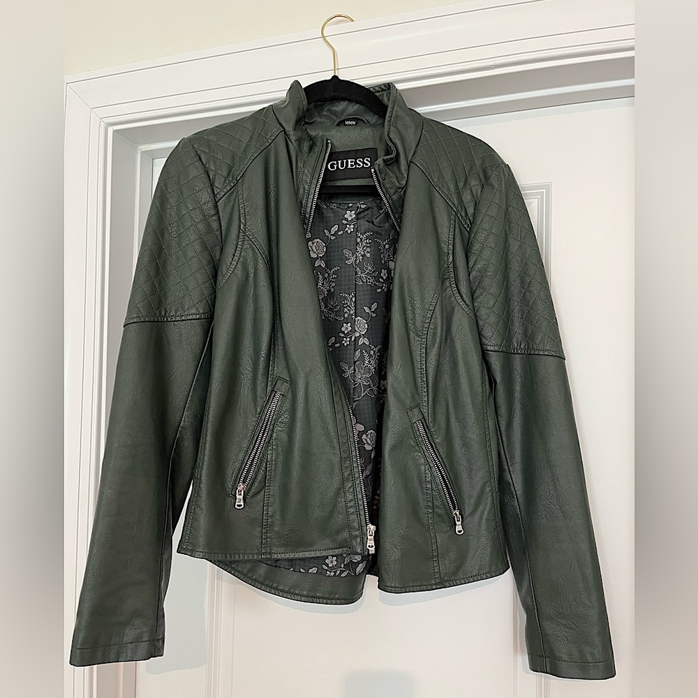 Dark green leather jacket
